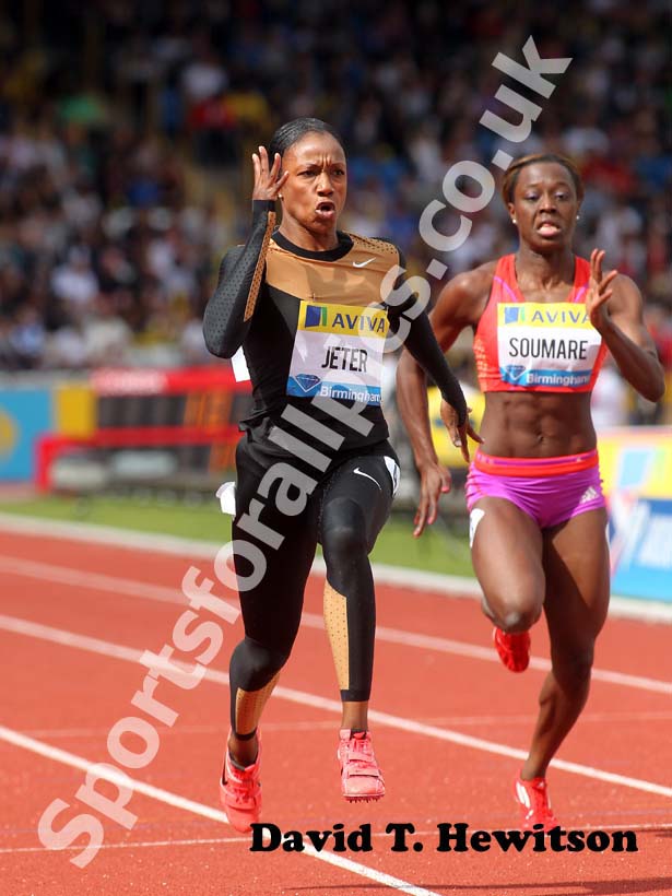 Carmeiita Jeter 100 metres, 2012 Samsung Diamond League, Birmingham.